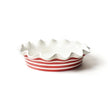 Load image into Gallery viewer, Red Stripe Ruffle Pie Dish 8"