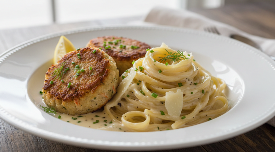 Rick Rogers' New Orleans Style Crab Cakes & Fettuccine