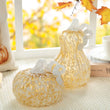 Load image into Gallery viewer, 6"D Fall Amber Dots Round Glass Pumpkin
