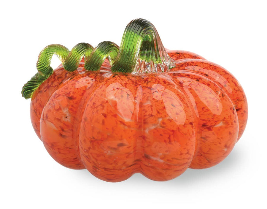 Glass Pumpkin Orange W/ Green Stem