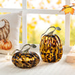Load image into Gallery viewer, 7.75"H Amber Dots Glass Pumpkin
