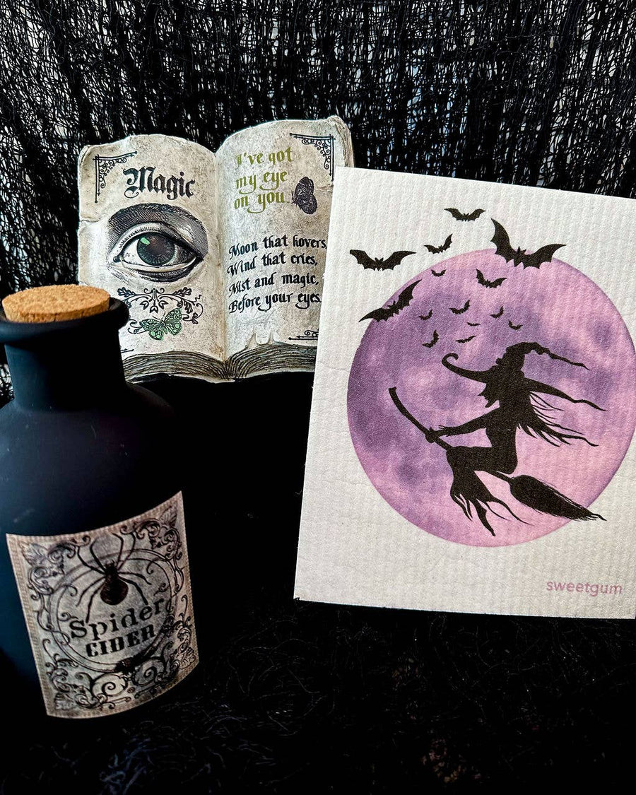 Halloween Witch and Moon Dishcloth