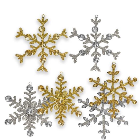 Gold/Silver Crystal Snow Flake 5"