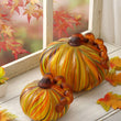 Load image into Gallery viewer, 8.5"D X 6.75"H Multi Striped Glass Large Pumpkin
