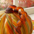 Load image into Gallery viewer, 8.5"D X 6.75"H Multi Striped Glass Large Pumpkin
