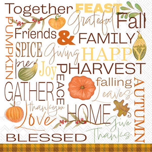 Paper Cocktail Napkins Fall Words