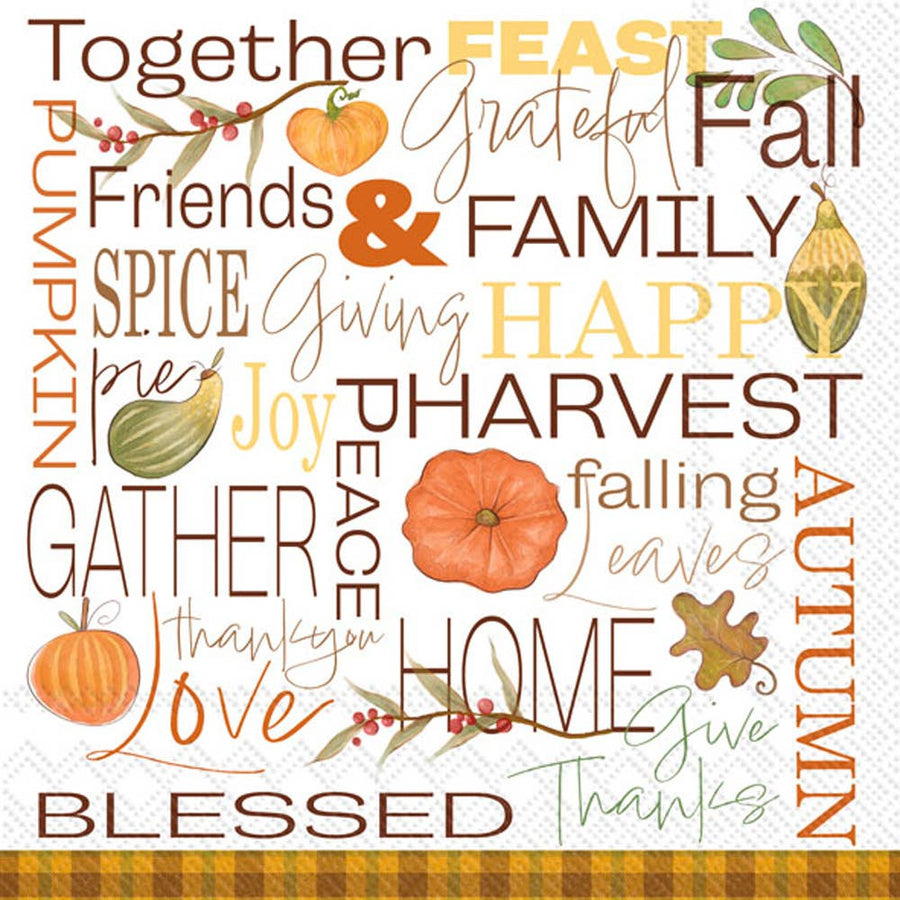 Paper Cocktail Napkins Fall Words