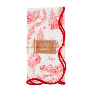 Toile Dinner Napkin Set (Red)