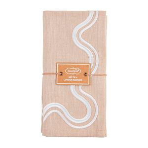 Tan & White Squiggle Napkin Set