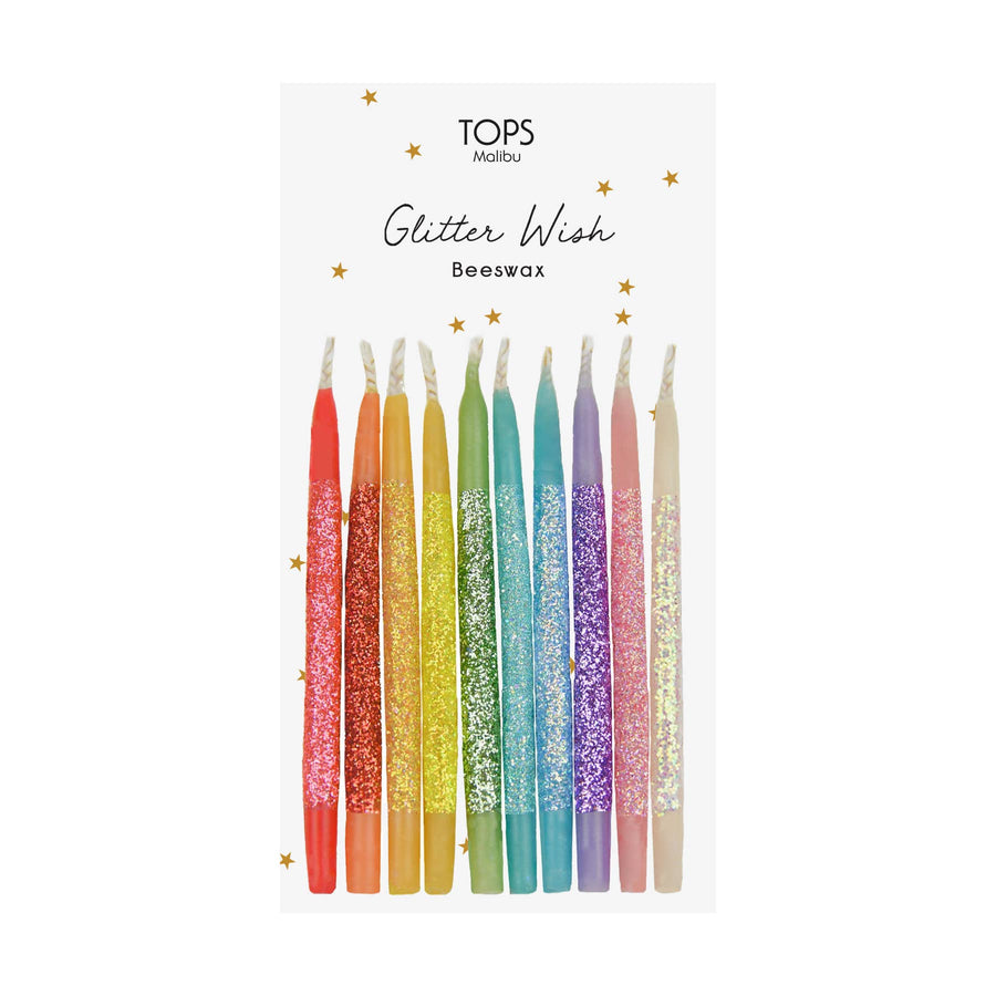 Glitter Wish 3" Beeswax Candles Rainbow (10)