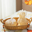 Load image into Gallery viewer, 6"D Fall Amber Dots Round Glass Pumpkin

