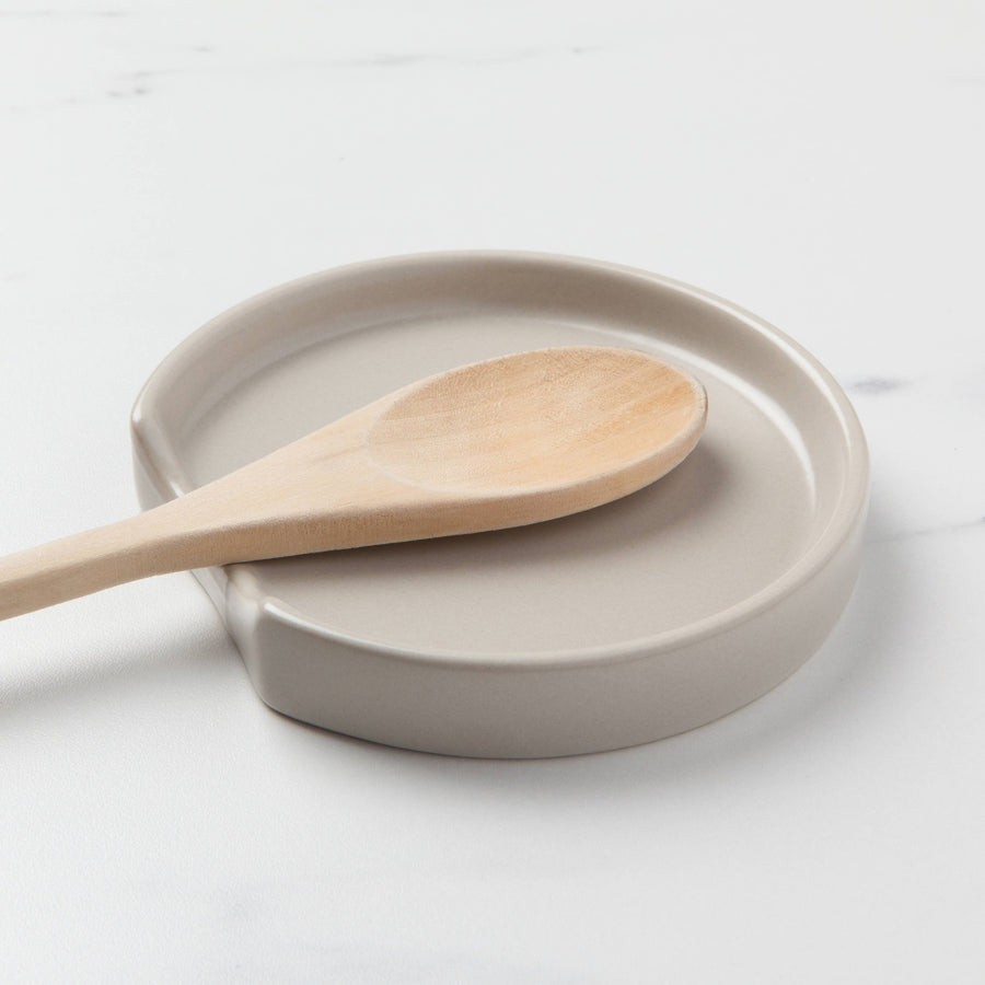 Matte Fog Gray Stoneware Spoon Rest