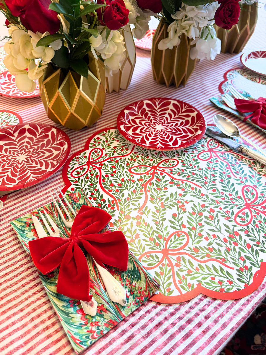 Holiday Bow Garden Paper Placemats | Set of 24