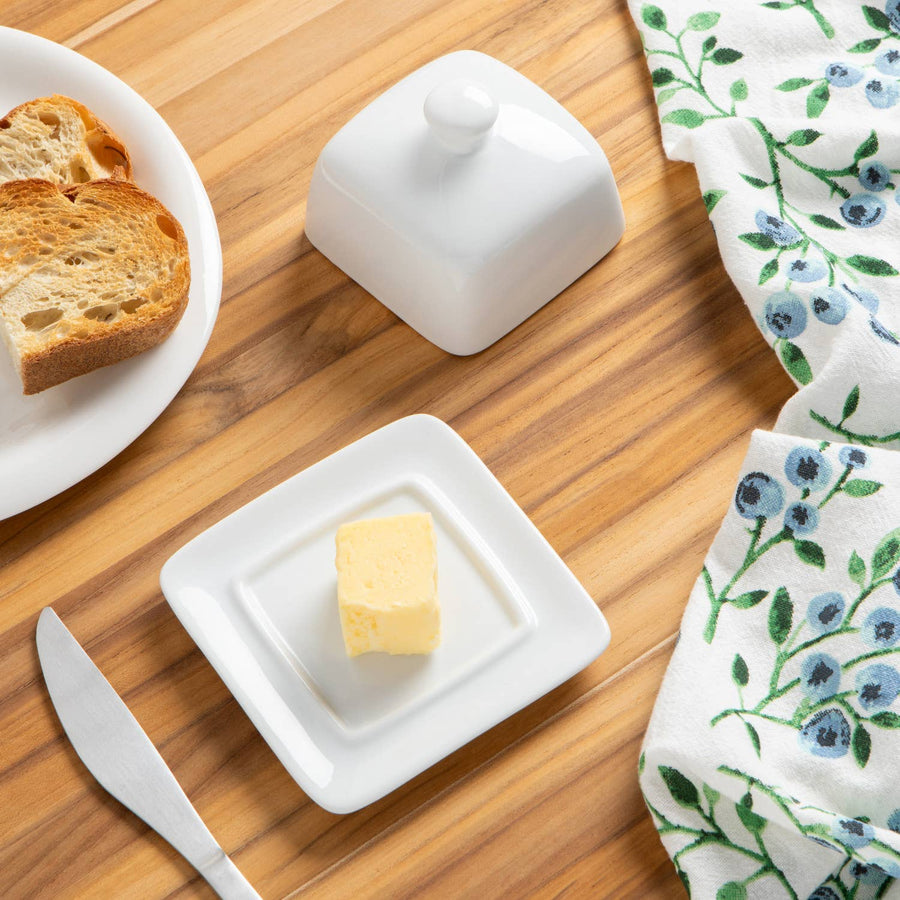 White Square Butter Dish