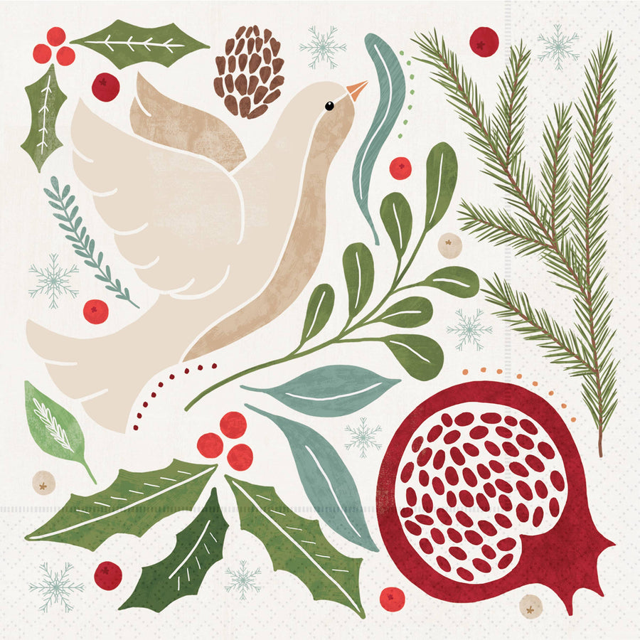 Winter Berry Dove Christmas Cocktail Napkins