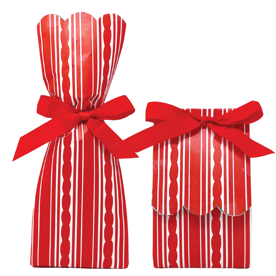 Red Stripe Holiday Wine + Gift Bag | Set of 6