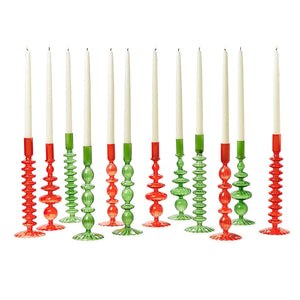 Hand-Blown Glass Taper Candlestick Holders s/2
