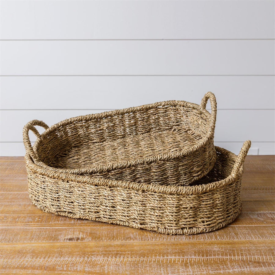 Handmade Seagrass Oval Basket Tray - SM