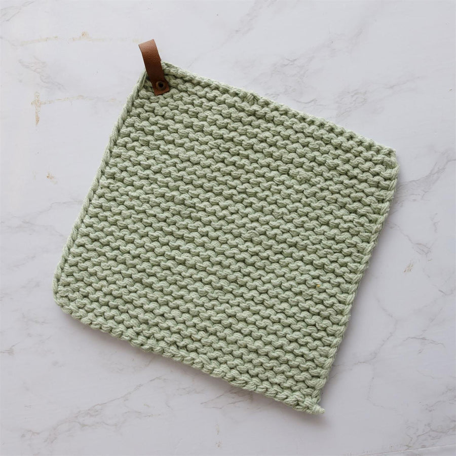 Knitted Pot Holder - Mint Green