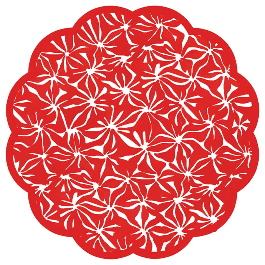Cha Cha Red Holiday Scalloped Paper Placemats | Set of 24