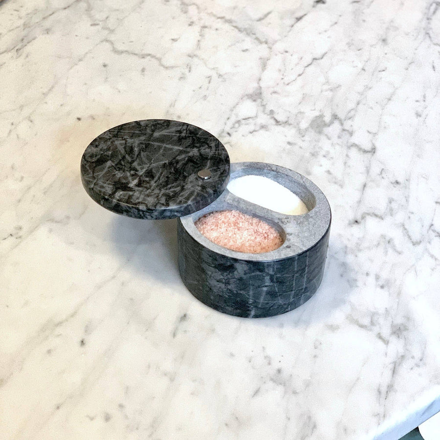 Black Marble Double Salt Cellar