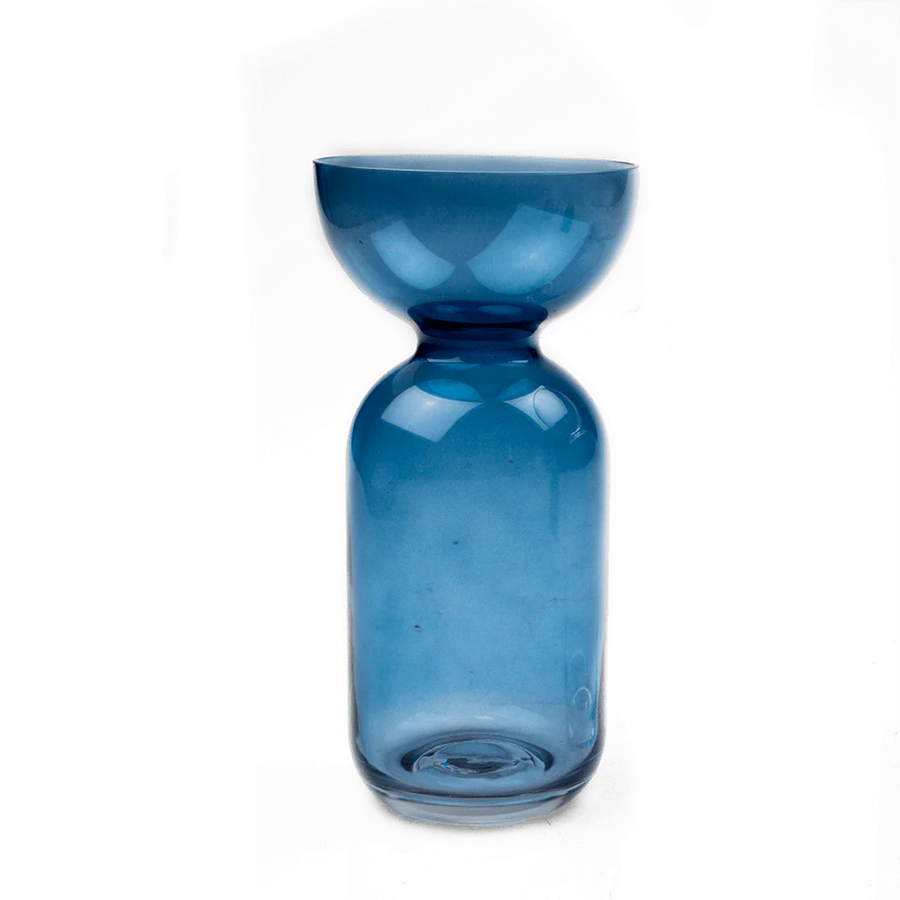 Jaffa Bulb Forcer Glass Vase Blue/Tall