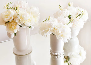 White Med Cylinder Vase w Knobbed Feet