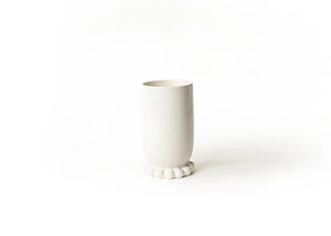 White Med Cylinder Vase w Knobbed Feet