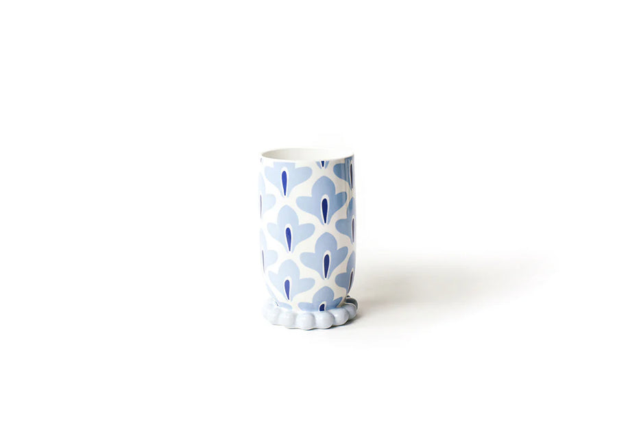 Iris Blue Med Cylinder Vase w Knobbed Feet