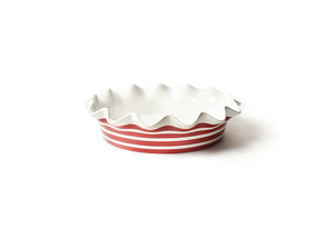 Red Stripe Ruffle Pie Dish 8"