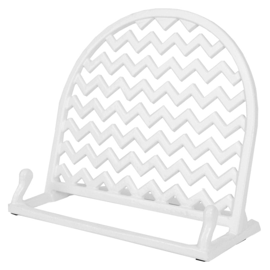 Cast Iron Chevron Design Cookbook Stand White