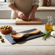 Load image into Gallery viewer, Homemade Curved Olive Wood Serving Spoon
