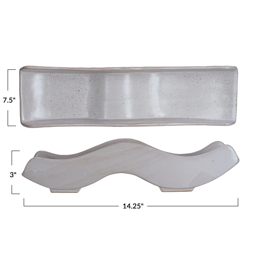 Stoneware Wave Tray, Reactive Glaze
