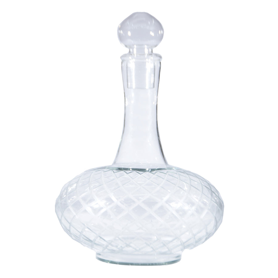 3-1/2 Quart Etched Glass Decanter with Glass Stopper