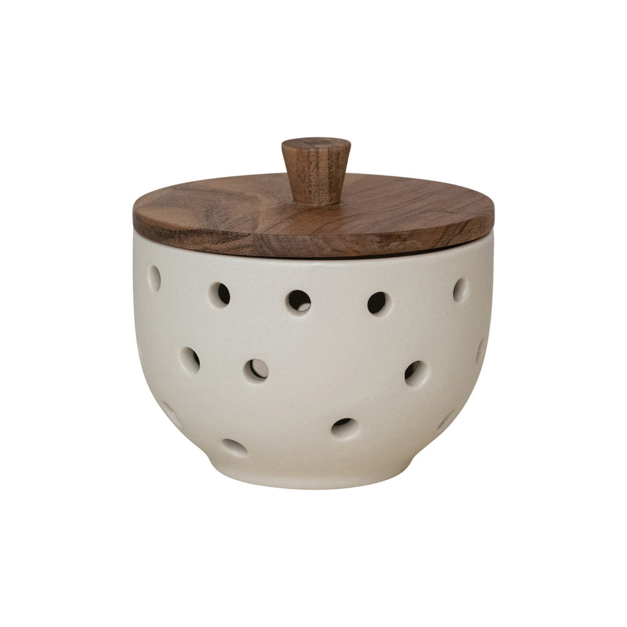 Garlic/Onion Keeper w/ Wood Lid