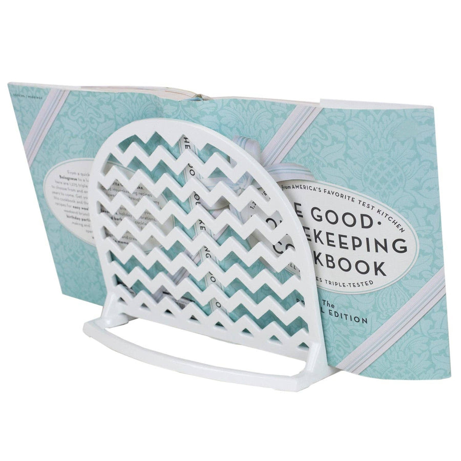 Cast Iron Chevron Design Cookbook Stand White