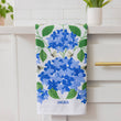 Load image into Gallery viewer, Blue Hydrangeas Tea Towel - Spring Floral Kitchen Towel
