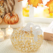 Load image into Gallery viewer, 6"D Fall Amber Dots Round Glass Pumpkin
