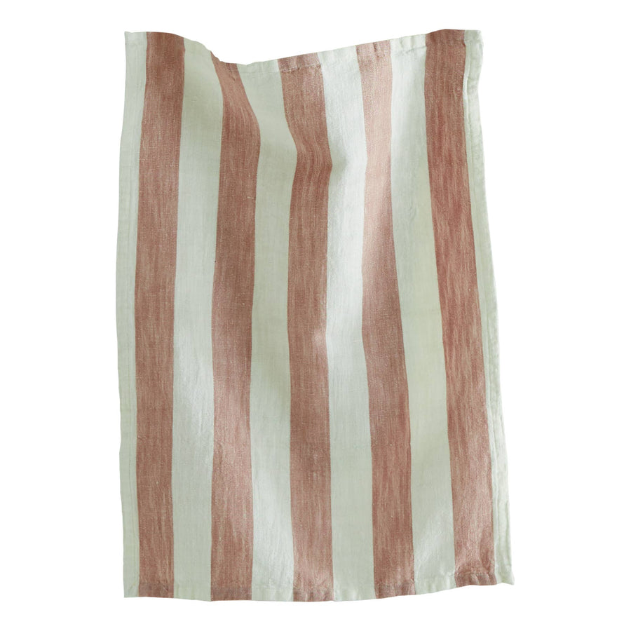 LINEN & COTTON STRIPE TOWEL BLUSH