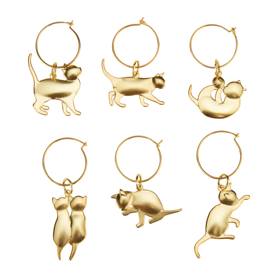 Cat Wine Charms Gold