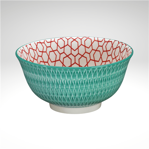 "Rhombuses" Porcelain Bowl Turquoise