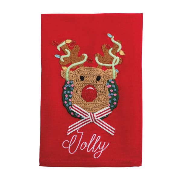 Reindeer Farm Crochet Xmas Towel