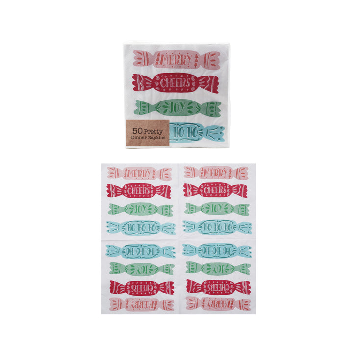 Paper Napkins with Candy Print & Word (Contains 50 Folded Pieces) ©