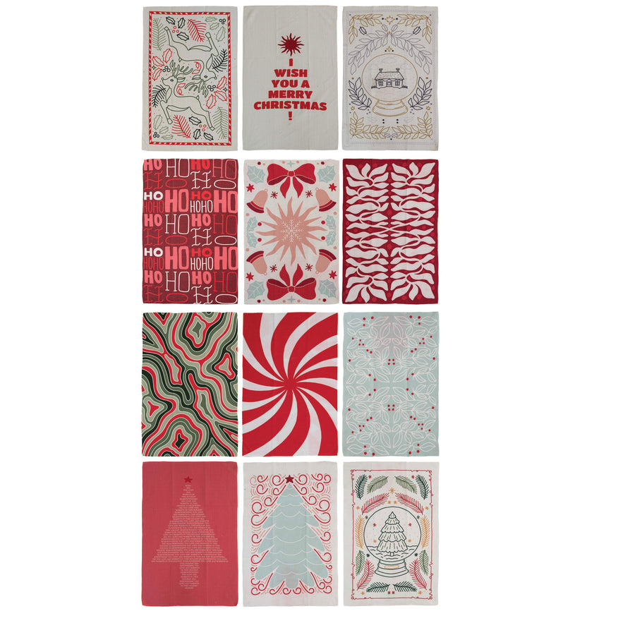 Recycled Microfibre Tea Towel with Holiday Pattern, 12 Styles