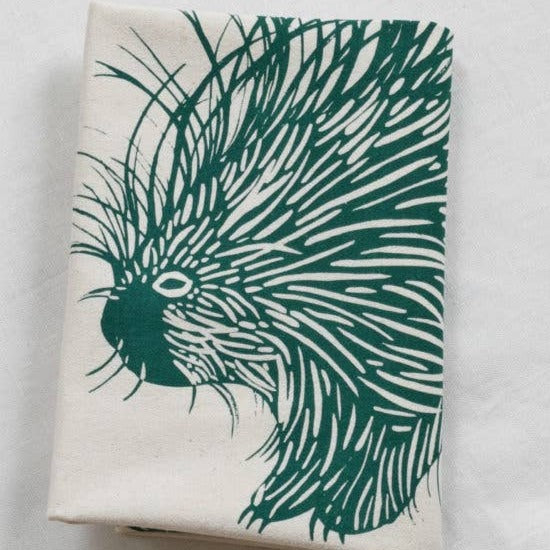 Porcupine Tea Towel (Dark Green)