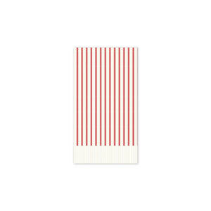 RED TICKING FRINGED GUEST NAPKIN