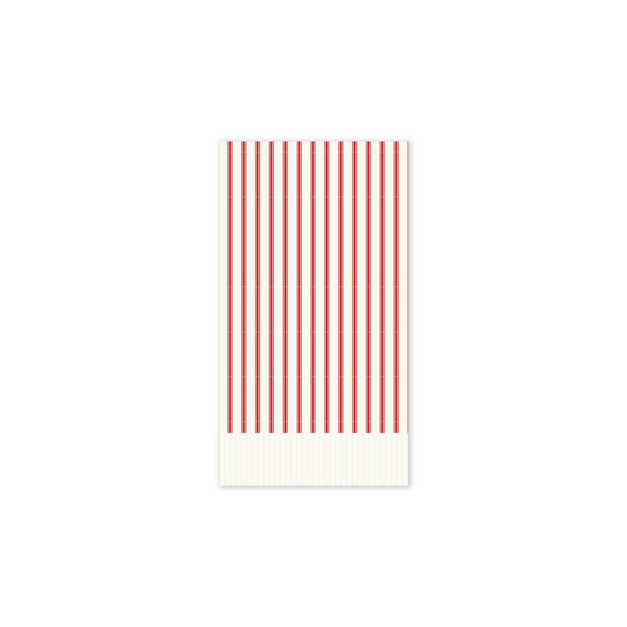 RED TICKING FRINGED GUEST NAPKIN