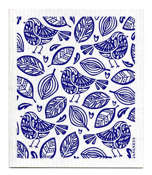 Swedish Dishcloth - Robins - Blue