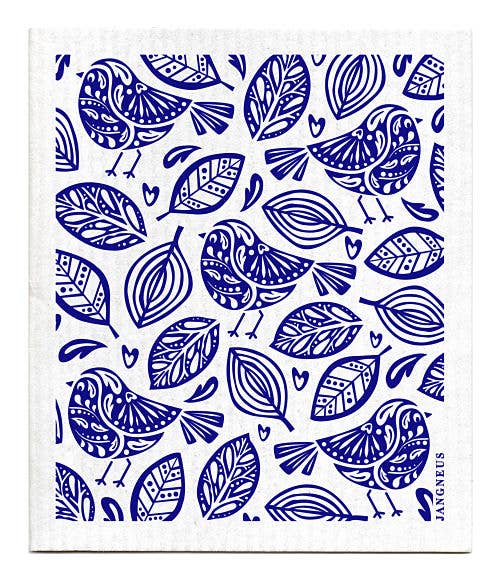Swedish Dishcloth - Robins - Blue