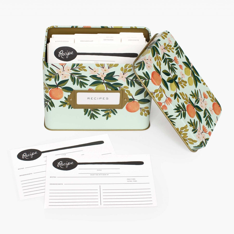 Citrus Floral Tin Recipe Box